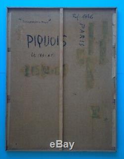 Charles Piquois Panel Oil 86cm Hsp 1965 Abstract Jacques Germain Lapoujade
