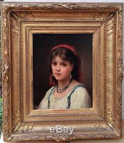 Charles Schreiber Portrait Woman, France Italy, Neapolitan Painting, Painting