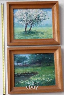 Charming Impressionist Paintings 1920 Spring Landscapes Signature