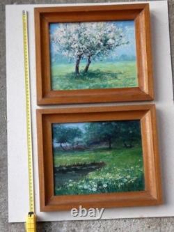 Charming Impressionist Paintings 1920 Spring Landscapes Signature