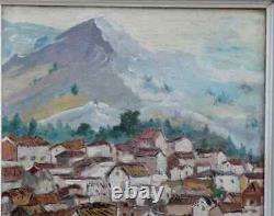 Charming Orientalist 1950. Landscape Of Morocco With Animated Village. Signed H.b.