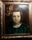Charming Picture Old Oil On Wood Young Woman Wooden Gilt Frame Portrait