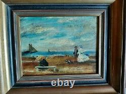 Charming Small Painting Signed In Hamburg And Depicting A Beach Scene