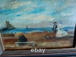 Charming Small Painting Signed In Hamburg And Depicting A Beach Scene