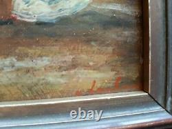 Charming Small Painting Signed In Hamburg And Depicting A Beach Scene