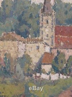 Church Of Baurech In Gironde. Important Painting By Joseph Lépine (1867-1943)
