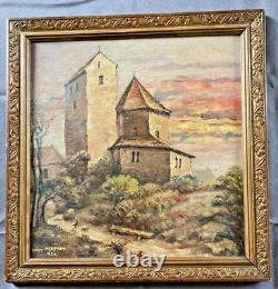 Clery Pierpont (1848-1931) Oil on wood Church France 1924