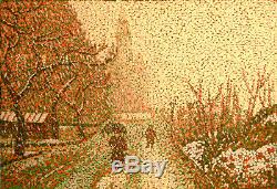Coral Lisa Oil On Wood Pointillism 55 X 38