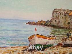 Corse. Olynthe Madrigali. Erbalunga Oil On Wood Signed. Large Format