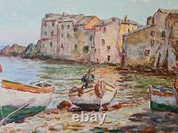 Corse. Olynthe Madrigali. Erbalunga Oil On Wood Signed. Large Format