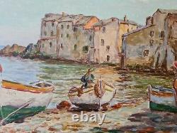 Corse. Olynthe Madrigali. Erbalunga Oil On Wood Signed. Large Format