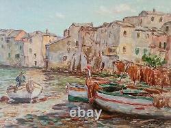 Corse. Olynthe Madrigali. Erbalunga Oil On Wood Signed. Large Format