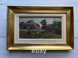 Country Landscape Oil On Wooden Panel Signed M Bollec