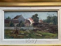 Country Landscape Oil On Wooden Panel Signed M Bollec