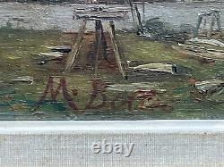 Country Landscape Oil On Wooden Panel Signed M Bollec