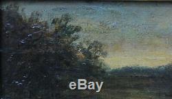 Crepuscule Landscape Oil On Panel Signed Made Molin Part Of A Pair