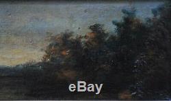 Crepuscule Landscape Oil On Panel Signed Made Molin Part Of A Pair