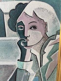 Cubist Man Thinker Miegeville Painting Wood Painting