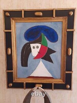 Cubist Portrait after Picasso. Sculpted wooden frame gilded with leaf.