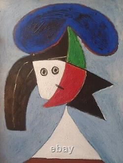 Cubist Portrait after Picasso. Sculpted wooden frame gilded with leaf.
