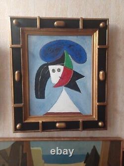 Cubist Portrait after Picasso. Sculpted wooden frame gilded with leaf.