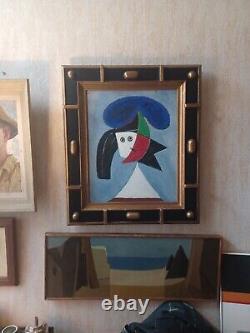 Cubist Portrait after Picasso. Sculpted wooden frame gilded with leaf.