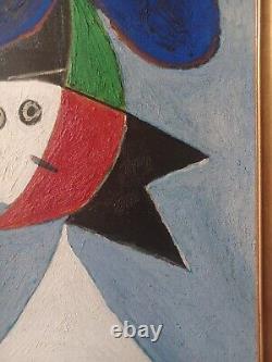 Cubist Portrait after Picasso. Sculpted wooden frame gilded with leaf.