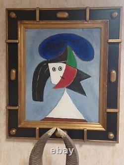 Cubist Portrait after Picasso. Sculpted wooden frame gilded with leaf.