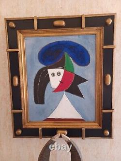 Cubist Portrait after Picasso. Sculpted wooden frame gilded with leaf.