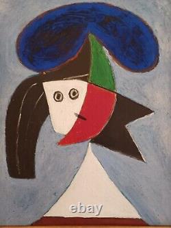 Cubist Portrait after Picasso. Sculpted wooden frame gilded with leaf.