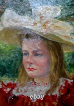DEZAUNAY Emile Alfred (1854-1938) Young Woman with a Hat Oil on Canvas