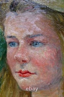 DEZAUNAY Emile Alfred (1854-1938) Young Woman with a Hat Oil on Canvas