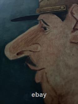 DE GAULLE Large Painting 90X19 Cm by Lucien ROYER after CABROL 1950 Rare