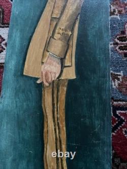 De Gaulle Large Painting 90 x 19 cm by Lucien Royer after Cabrol, 1950, Rare