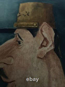 De Gaulle Large Painting 90 x 19 cm by Lucien Royer after Cabrol, 1950, Rare