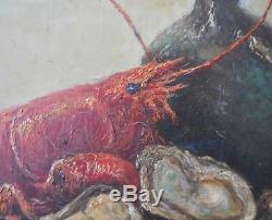 Dead Nature, Lobster, Oysters And Lemons, H. S. P. (isorel), Encadree, Circa 1950