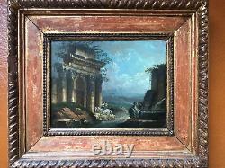 Demachy Antic Ruins With Oil Characters On Canvas 18th Signed
