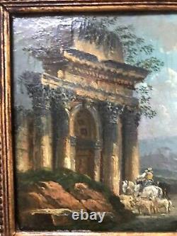 Demachy Antic Ruins With Oil Characters On Canvas 18th Signed