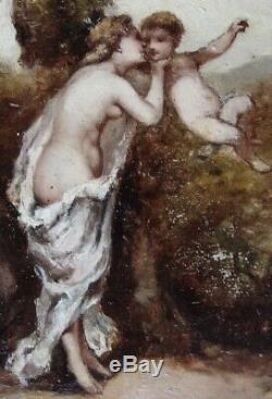 Diaz Of The Pena 1807-1876. Venus Embracing Cupidon. Charming Table Xixth