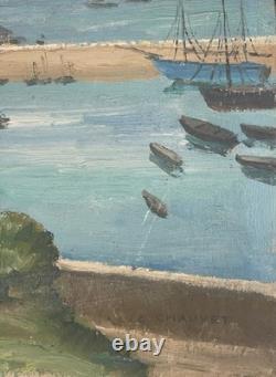 Douarnenez, Old Port, Signed Edmond Chauvet, Brittany, 20th-Century Seascape, Finistère
