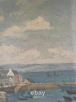 Douarnenez, Old Port, Signed Edmond Chauvet, Brittany, 20th-Century Seascape, Finistère