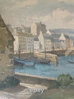Douarnenez, Old Port, Signed Edmond Chauvet, Brittany, 20th-Century Seascape, Finistère