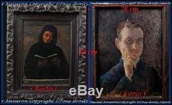 Double Portraits Franciscan Monk & Self Portrait Painter F. Pagnoti Italy