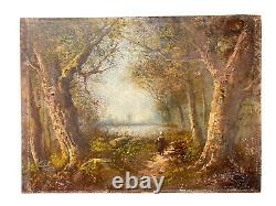 Drev Oil On Carton Signed School Of Barbizon Landscape Sub-bois Characterization Lake