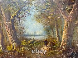 Drev Oil On Carton Signed School Of Barbizon Landscape Sub-bois Characterization Lake