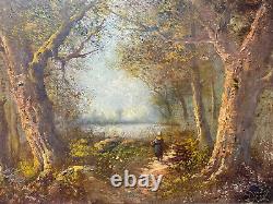 Drev Oil On Carton Signed School Of Barbizon Landscape Sub-bois Characterization Lake