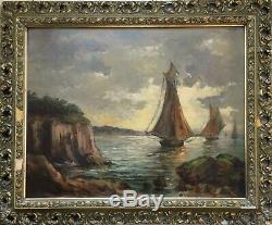 During Late Nineteenth Marine Paintings (britain) Signed L. Durand + Frames