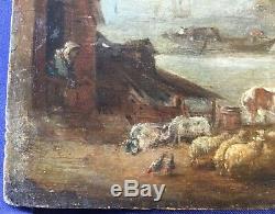 Dutch School Eighteenth Century Oil / Wood Landscape Animated, Join The Back