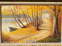 ÉTIENNE BUFFET. Autumn Landscape. Oil painting on wooden panel