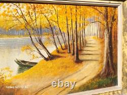 ÉTIENNE BUFFET. Autumn Landscape. Oil painting on wooden panel